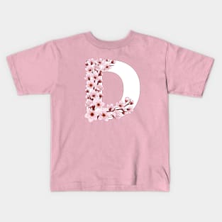 Colorful capital letter D patterned with sakura twig Kids T-Shirt